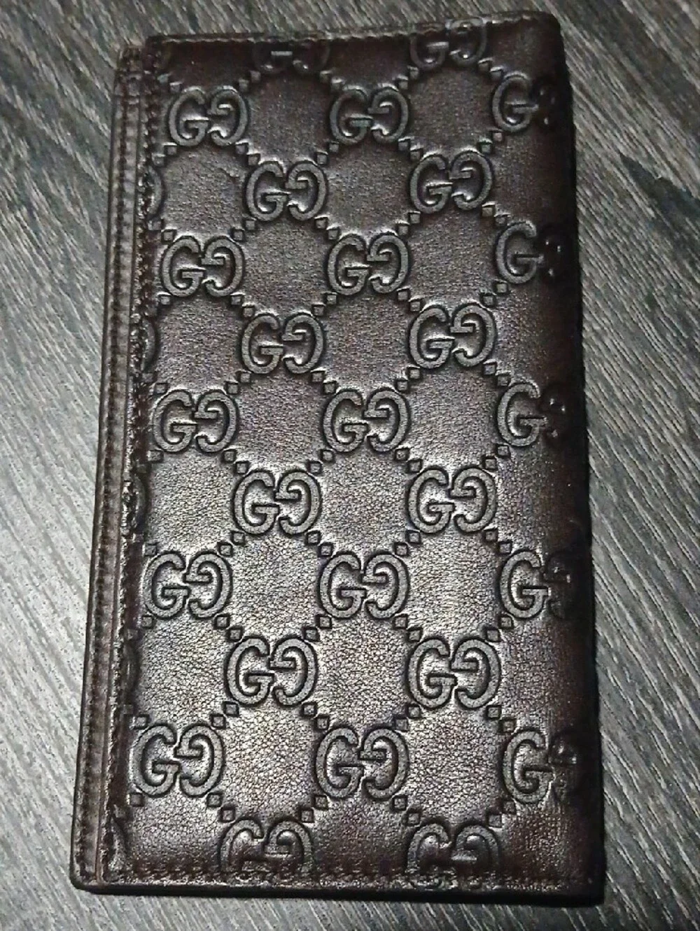 Gucci Embossed Long Leather Wallet - Brown